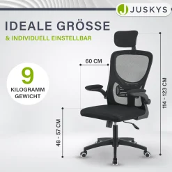 Bürostuhl Baltimore Ergonomischer Stuhl, höhenverstellbar mit Kopf- & Lendenstütze