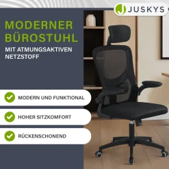 Bürostuhl Baltimore Ergonomischer Stuhl, höhenverstellbar mit Kopf- & Lendenstütze