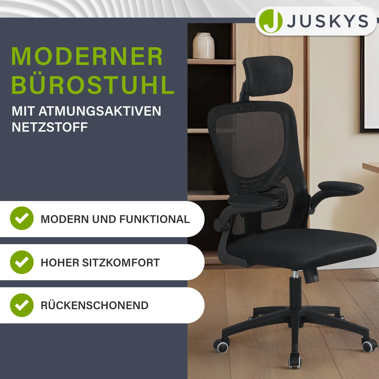Bürostuhl Baltimore Ergonomischer Stuhl, höhenverstellbar mit Kopf- & Lendenstütze