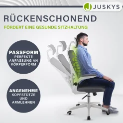 Bürostuhl Baltimore Ergonomischer Stuhl, höhenverstellbar mit Kopf- & Lendenstütze