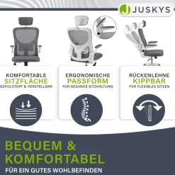 Bürostuhl Baltimore Ergonomischer Stuhl, höhenverstellbar mit Kopf- & Lendenstütze