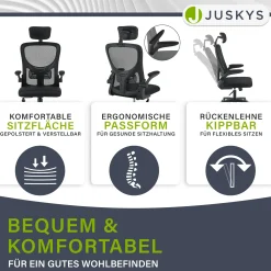 Bürostuhl Baltimore Ergonomischer Stuhl, höhenverstellbar mit Kopf- & Lendenstütze