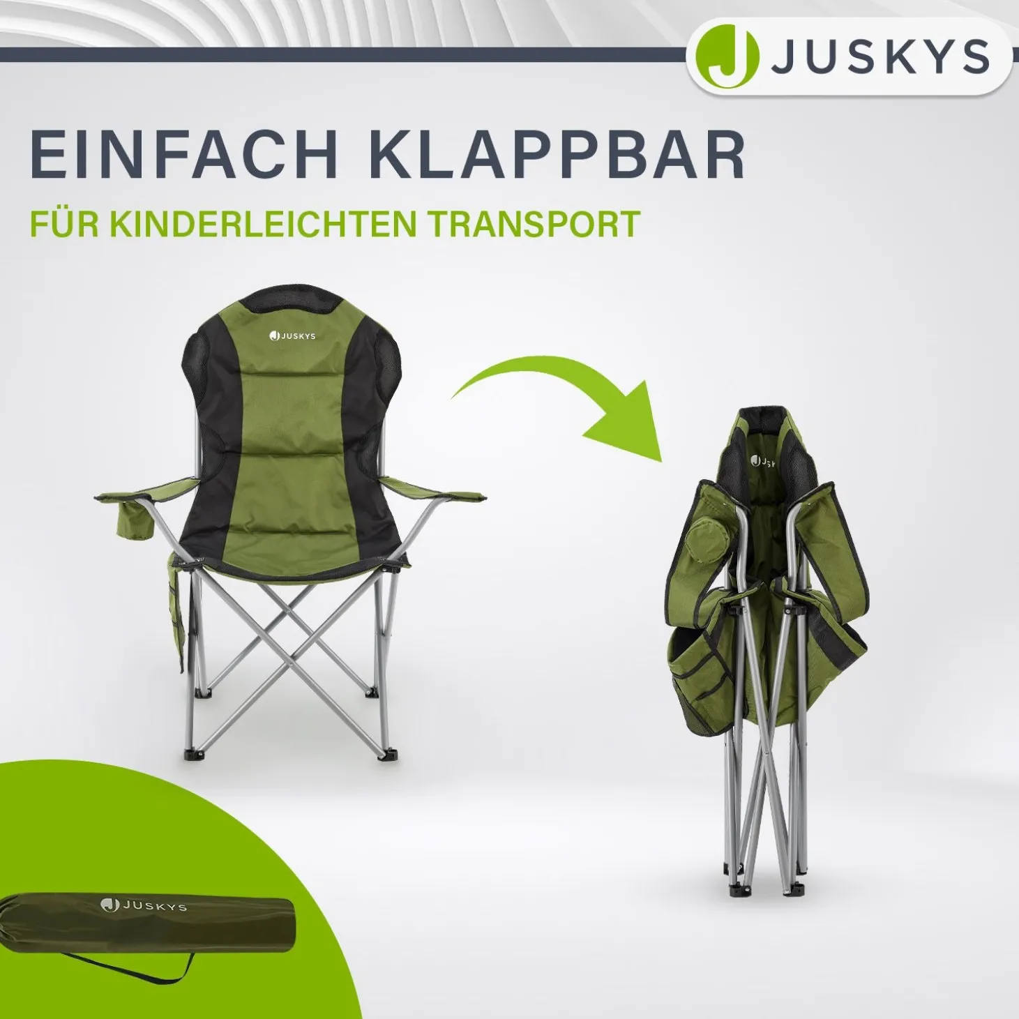 Campingstuhl Lido Gepolsterter Klappstuhl mit Getränkehalter & Tasche