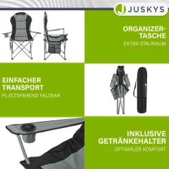 Campingstuhl Lido Gepolsterter Klappstuhl mit Getränkehalter & Tasche