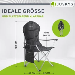 Campingstuhl Lido Gepolsterter Klappstuhl mit Getränkehalter & Tasche