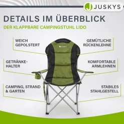 Campingstuhl Lido Gepolsterter Klappstuhl mit Getränkehalter & Tasche