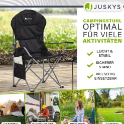 Campingstuhl Lido Gepolsterter Klappstuhl mit Getränkehalter & Tasche