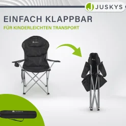 Campingstuhl Lido Gepolsterter Klappstuhl mit Getränkehalter & Tasche
