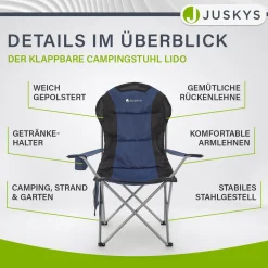 Campingstuhl Lido Gepolsterter Klappstuhl mit Getränkehalter & Tasche