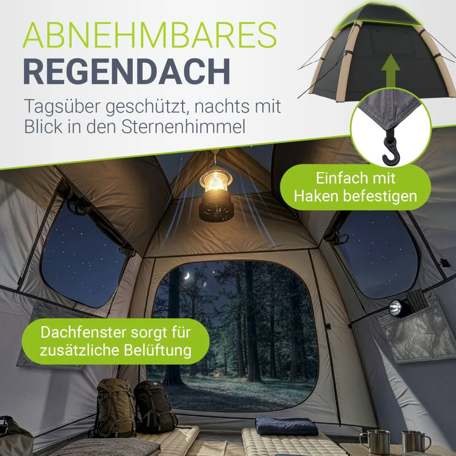 Campingzelt aufblasbar für 1-4 Personen Luftzelt wasserdicht mit einfachem & schnellem Aufbau