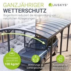 Carport 5x3 m - diverse Modelle Schützender Stellplatz mit Oberlicht und Regenrinne