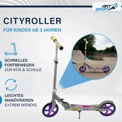 Cityroller - diverse Designs Scooter mit XXL Rädern, Fußständer, Hinterradreibungsbremse