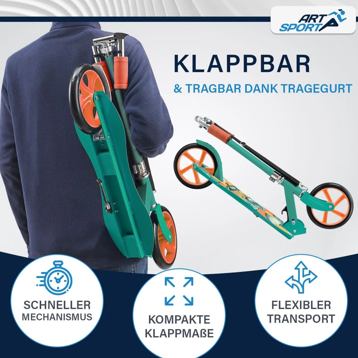 Cityroller - diverse Designs Scooter mit XXL Rädern, Fußständer, Hinterradreibungsbremse
