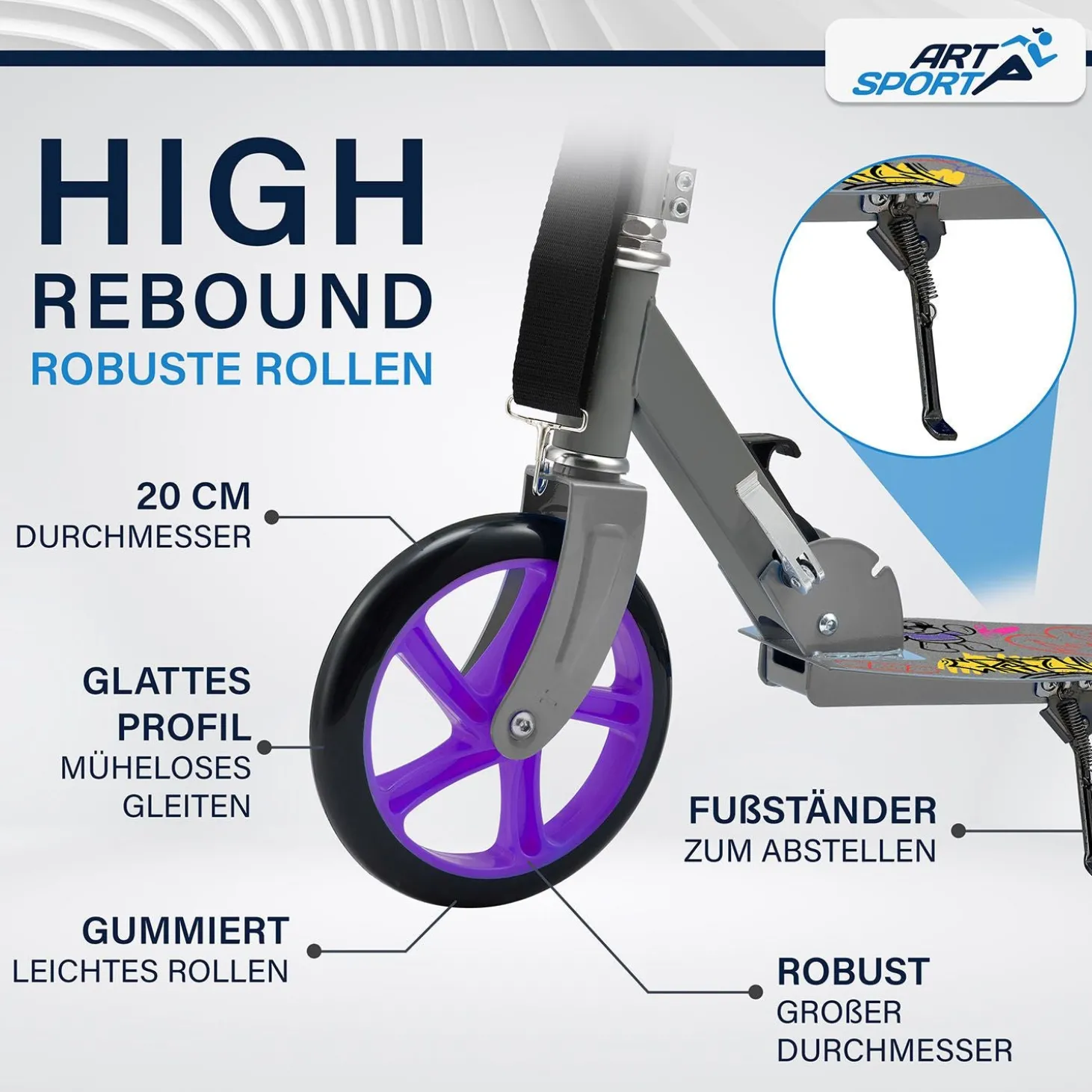 Cityroller - diverse Designs Scooter mit XXL Rädern, Fußständer, Hinterradreibungsbremse