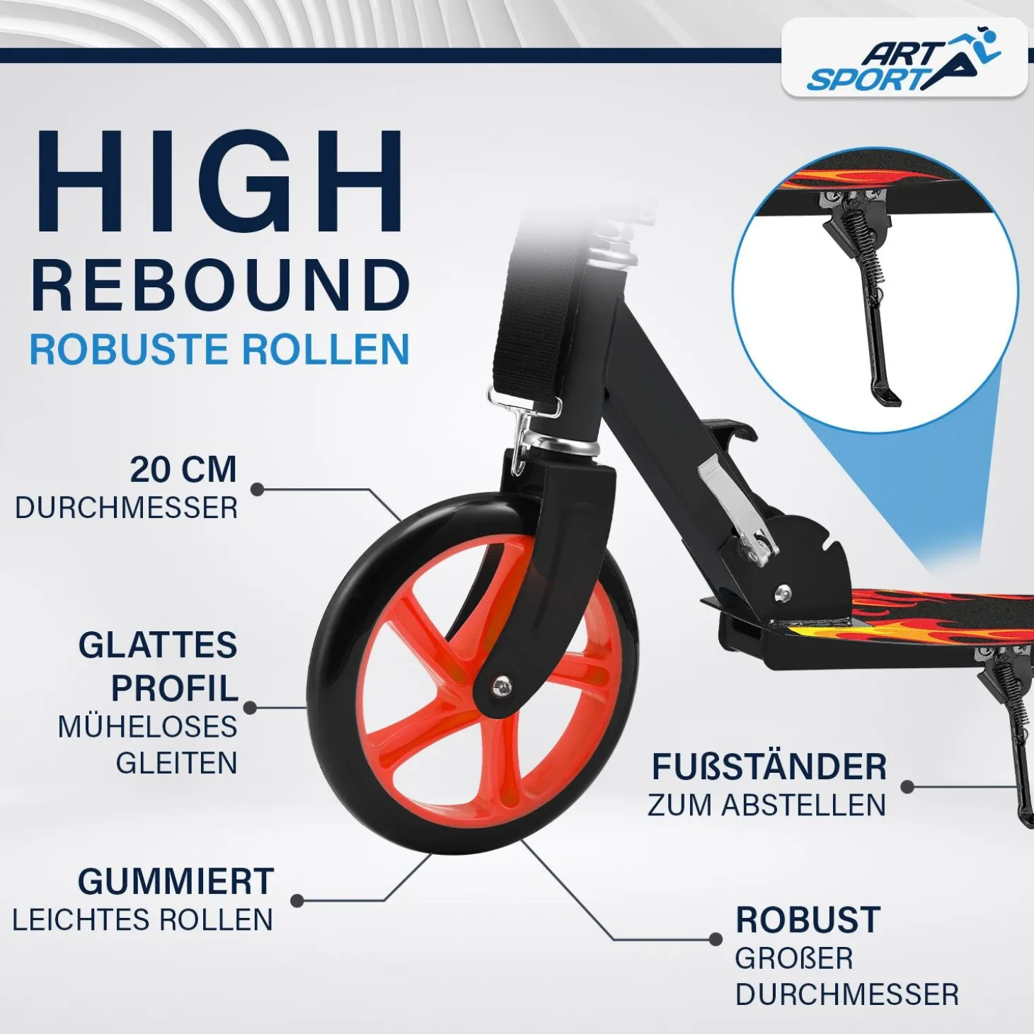 Cityroller - diverse Designs Scooter mit XXL Rädern, Fußständer, Hinterradreibungsbremse