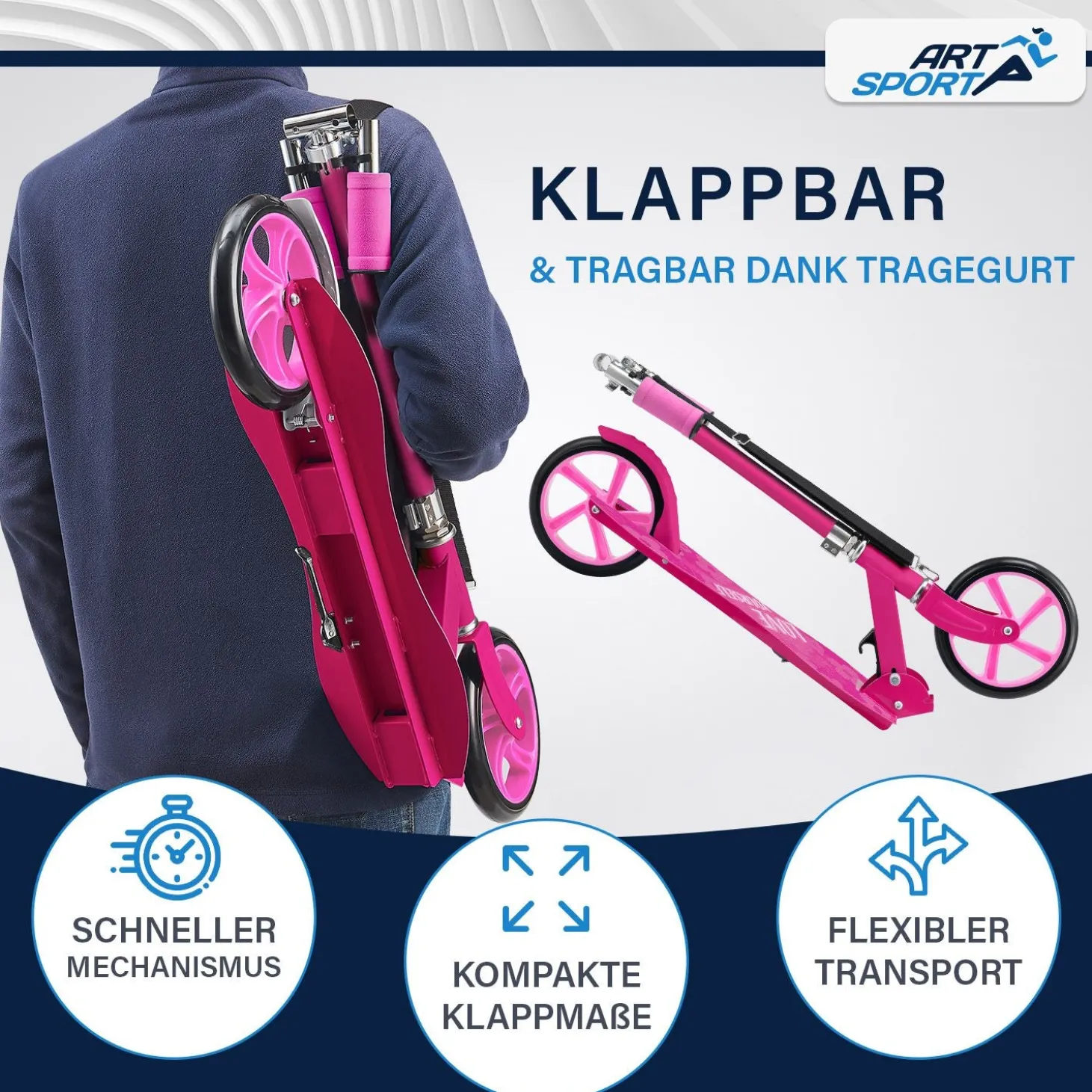 Cityroller - diverse Designs Scooter mit XXL Rädern, Fußständer, Hinterradreibungsbremse