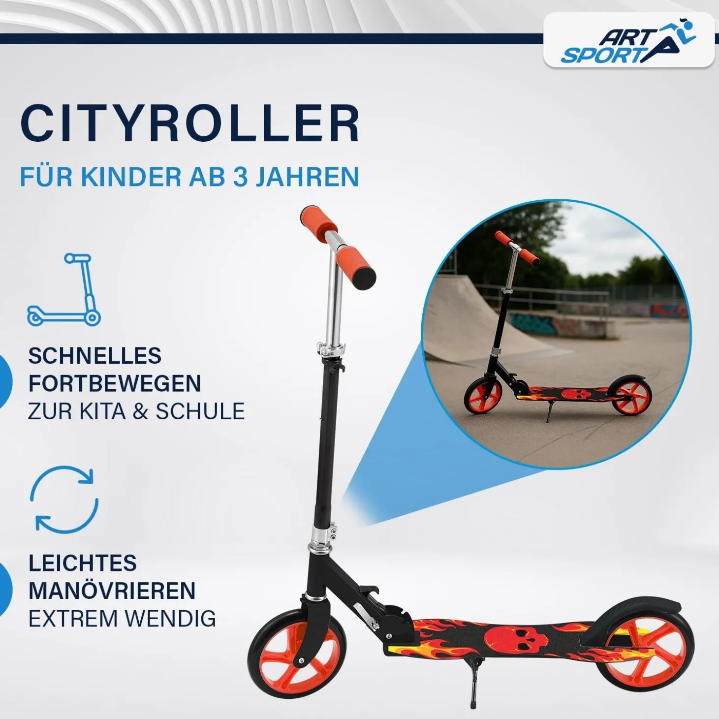 Cityroller - diverse Designs Scooter mit XXL Rädern, Fußständer, Hinterradreibungsbremse