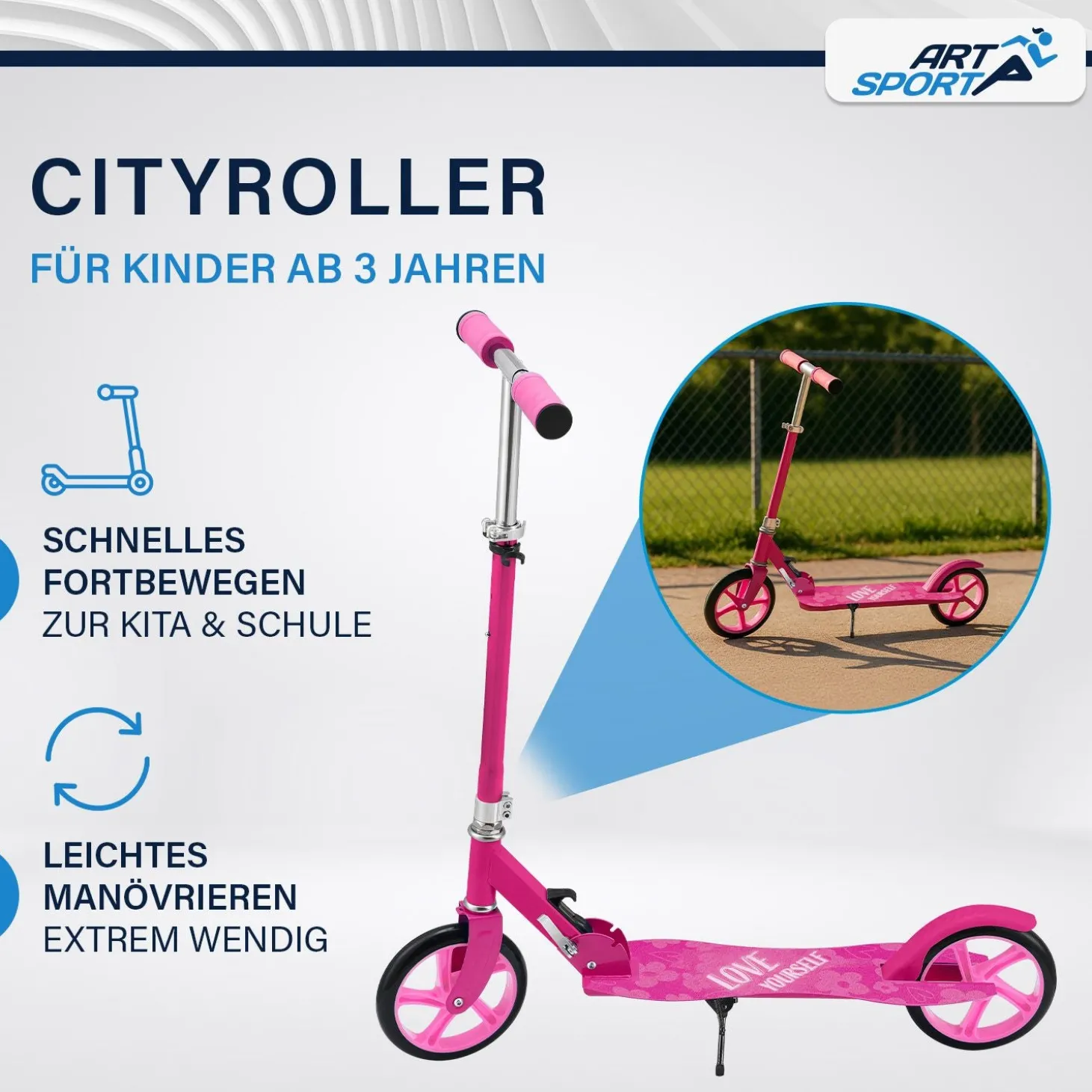 Cityroller - diverse Designs Scooter mit XXL Rädern, Fußständer, Hinterradreibungsbremse
