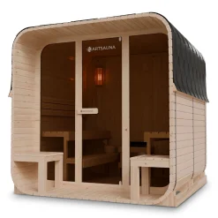 Cube Fasssauna Fjora XL Für 6 Personen | 228 x 220 x 225 cm (LxBxH) | 9 kW Saunaofen