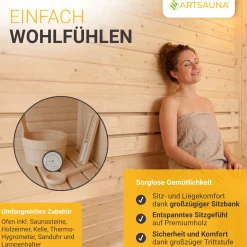 Cube Fasssauna Fjora XL Für 6 Personen | 228 x 220 x 225 cm (LxBxH) | 9 kW Saunaofen