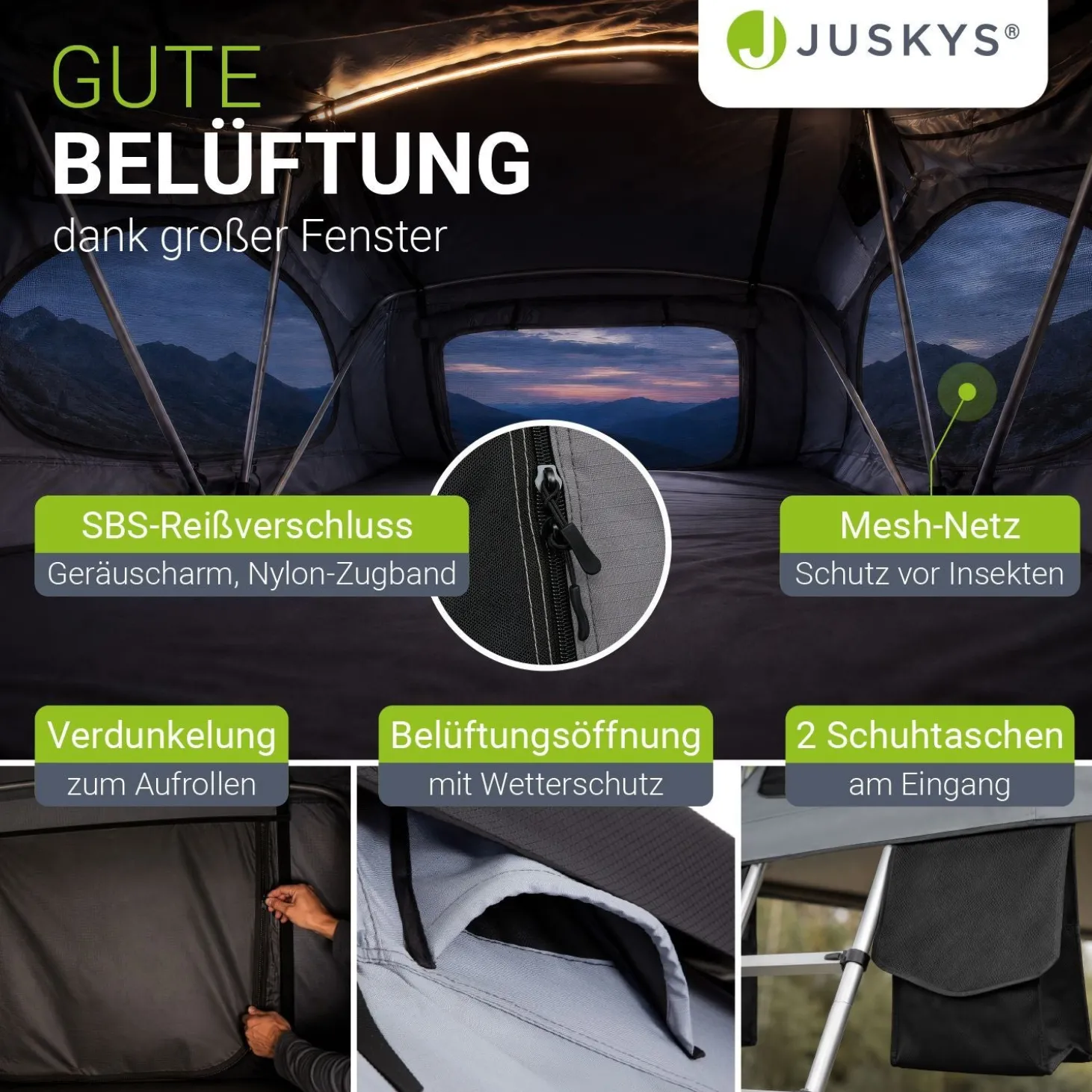 Dachzelt Lago für 2-3 Personen Autodachzelt für Camping & Roadtrips