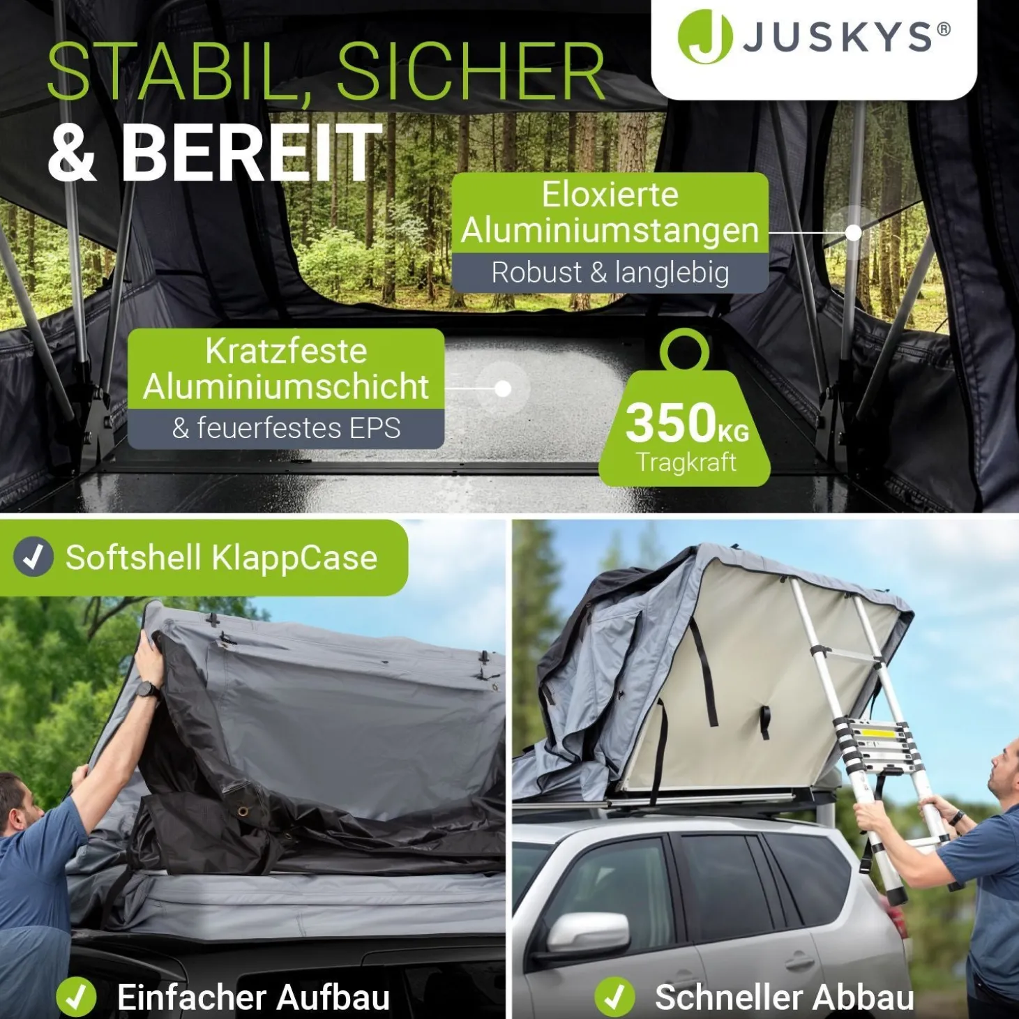 Dachzelt Lago für 2-3 Personen Autodachzelt für Camping & Roadtrips