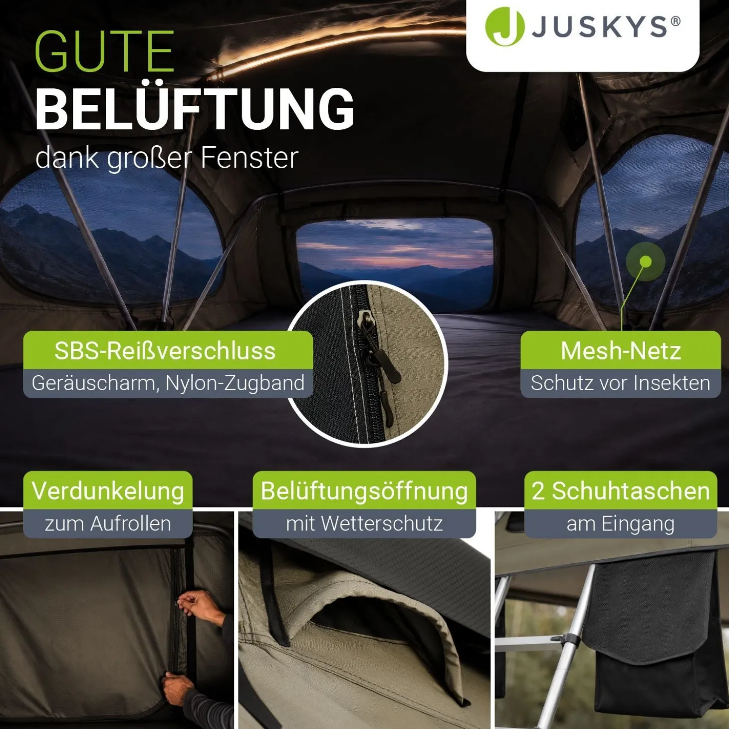 Dachzelt Lago für 2-3 Personen Autodachzelt für Camping & Roadtrips