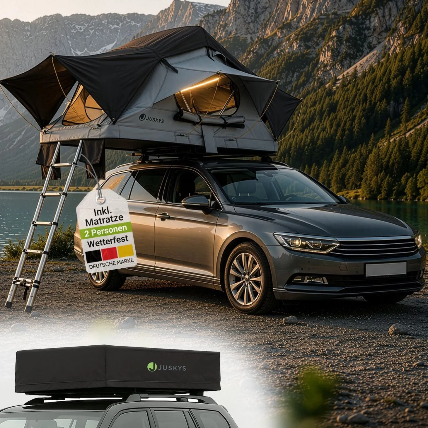 Dachzelt Lago für 2-3 Personen Autodachzelt für Camping & Roadtrips