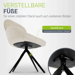 Drehstuhl Albano Esszimmerstuhl mit Drehfunktion und Bouclé Stoff