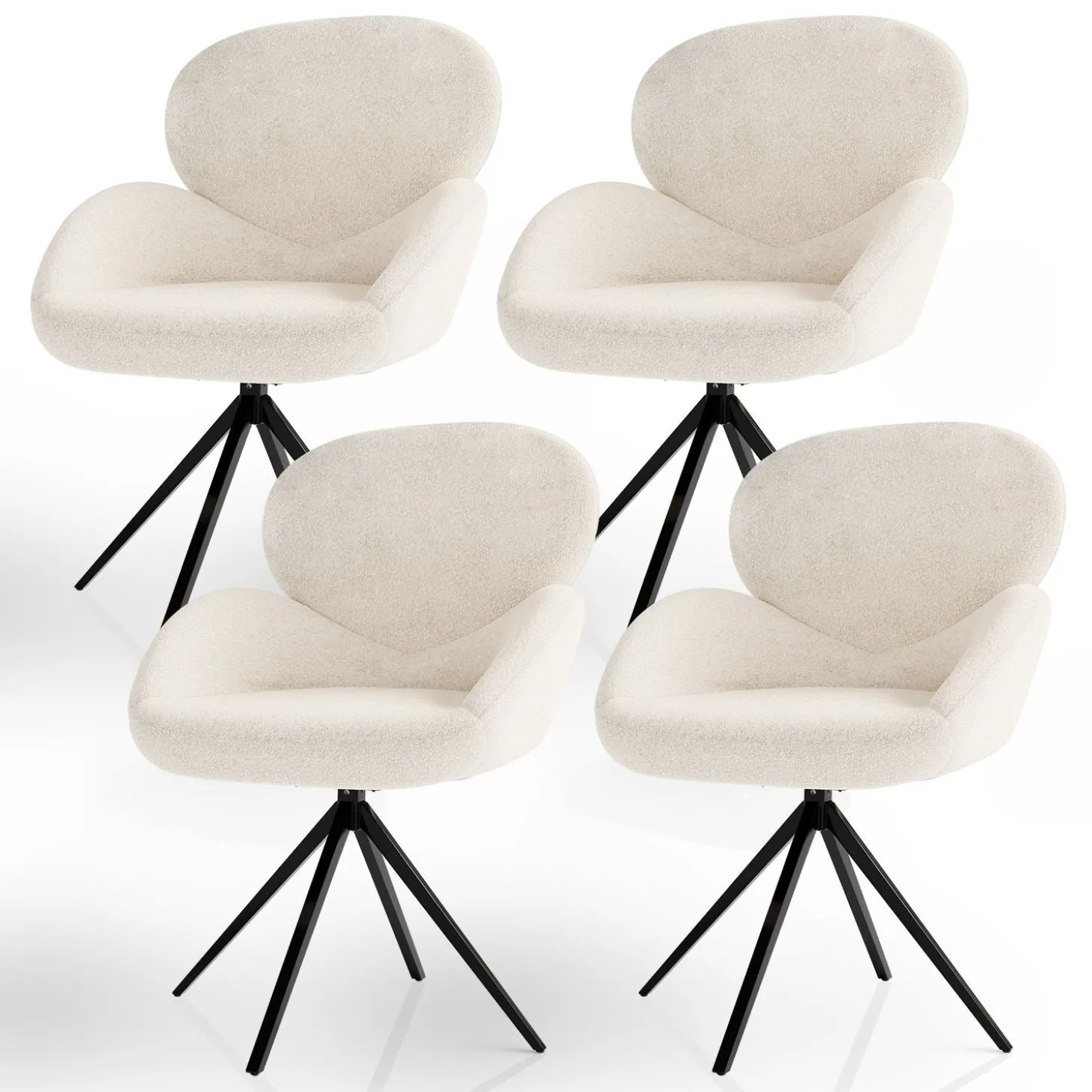 Drehstuhl Albano Esszimmerstuhl mit Drehfunktion und Bouclé Stoff