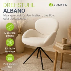 Drehstuhl Albano Esszimmerstuhl mit Drehfunktion und Bouclé Stoff
