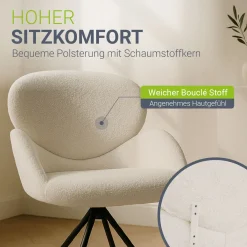 Drehstuhl Albano Esszimmerstuhl mit Drehfunktion und Bouclé Stoff