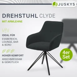 Drehstuhl Clyde mit Cord Stilvoller Stuhl fürs Wohn- & Esszimmer