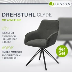 Drehstuhl Clyde mit Cord Stilvoller Stuhl fürs Wohn- & Esszimmer