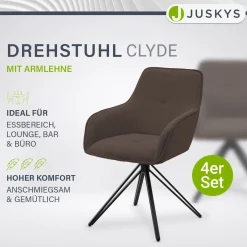 Drehstuhl Clyde mit Cord Stilvoller Stuhl fürs Wohn- & Esszimmer