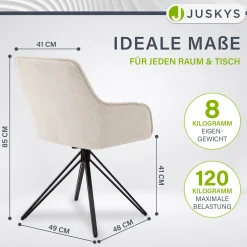 Drehstuhl Clyde mit Cord Stilvoller Stuhl fürs Wohn- & Esszimmer