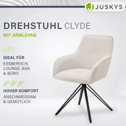 Drehstuhl Clyde mit Cord Stilvoller Stuhl fürs Wohn- & Esszimmer