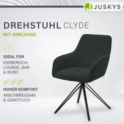 Drehstuhl Clyde mit Cord Stilvoller Stuhl fürs Wohn- & Esszimmer