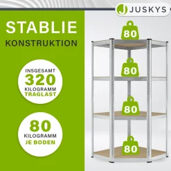 Eckregal Corner Easy 160 x 75 x 40-75 cm Lagerregal aus verzinktem Metall mit 4 Einlegeböden