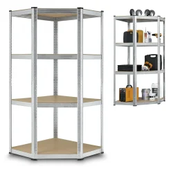 Eckregal Corner Easy 160 x 75 x 40-75 cm Lagerregal aus verzinktem Metall mit 4 Einlegeböden