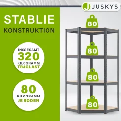 Eckregal Corner Easy 160 x 75 x 40-75 cm Lagerregal aus verzinktem Metall mit 4 Einlegeböden