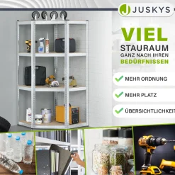 Eckregal Corner Easy 160 x 75 x 40-75 cm Lagerregal aus verzinktem Metall mit 4 Einlegeböden