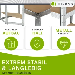Eckregal Corner Easy 160 x 75 x 40-75 cm Lagerregal aus verzinktem Metall mit 4 Einlegeböden