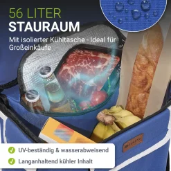 Einkaufstrolley Treppensteiger Einkaufstrolley klappbar 56 l mit abnehmbarer Tasche