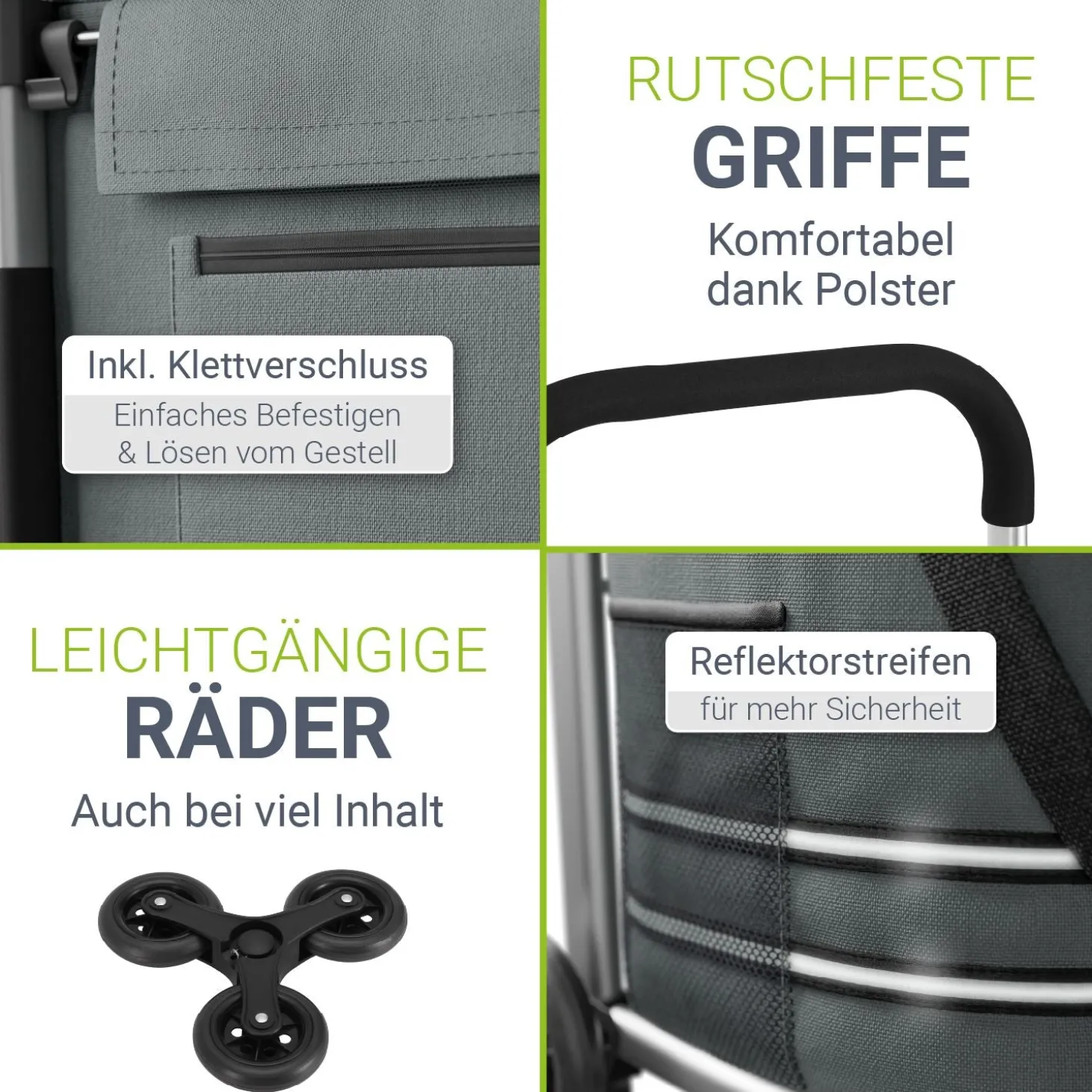 Einkaufstrolley Treppensteiger Einkaufstrolley klappbar 56 l mit abnehmbarer Tasche