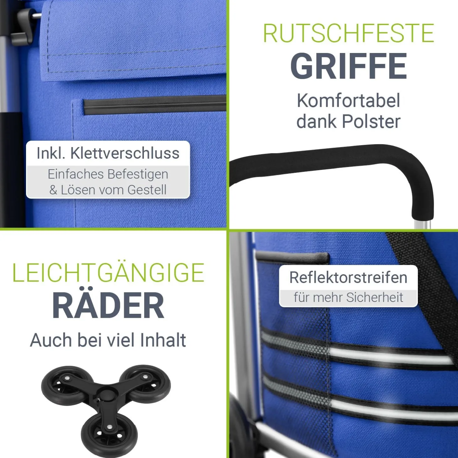 Einkaufstrolley Treppensteiger Einkaufstrolley klappbar 56 l mit abnehmbarer Tasche