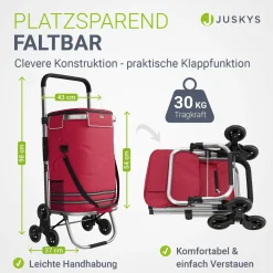 Einkaufstrolley Treppensteiger Einkaufstrolley klappbar 56 l mit abnehmbarer Tasche