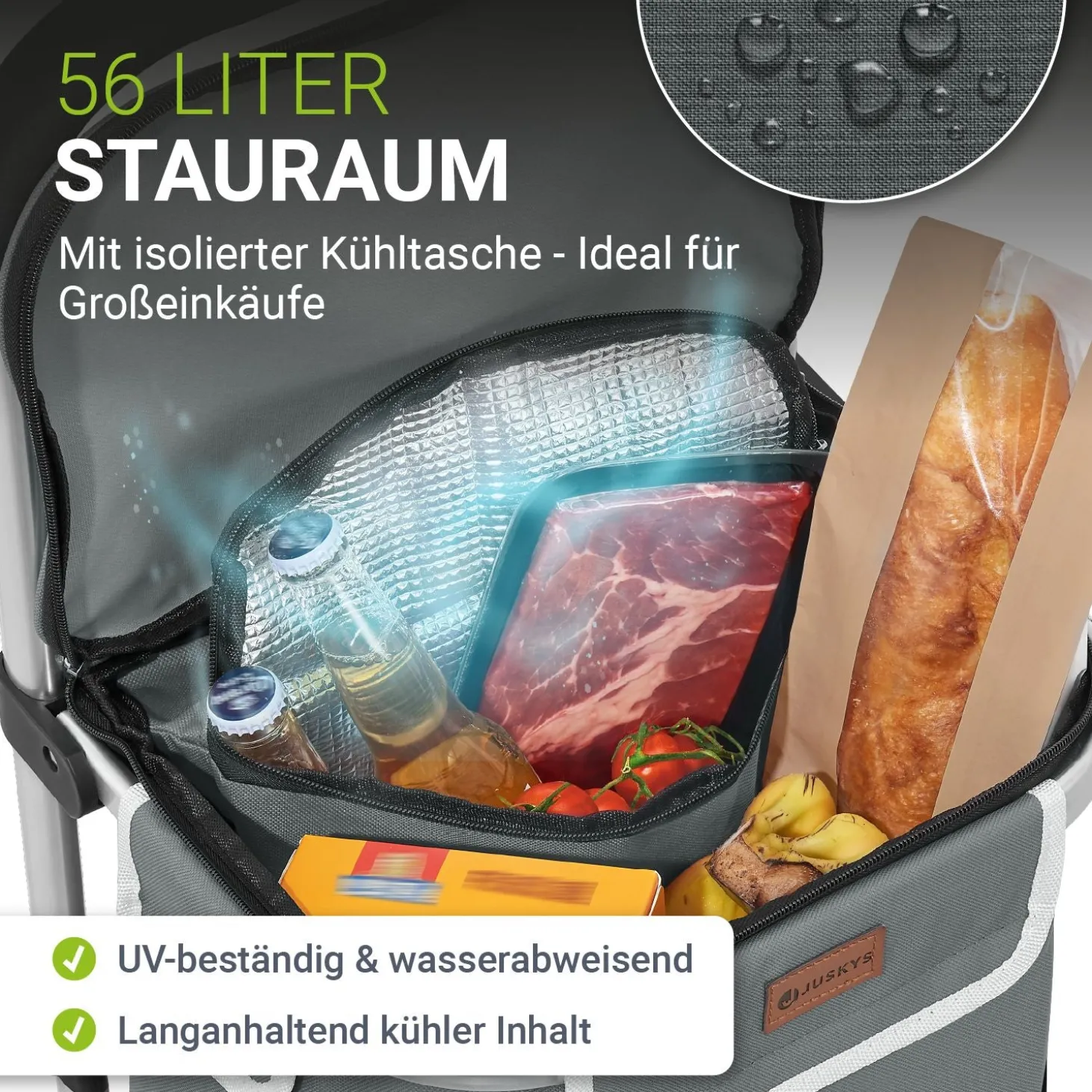 Einkaufstrolley Treppensteiger Einkaufstrolley klappbar 56 l mit abnehmbarer Tasche