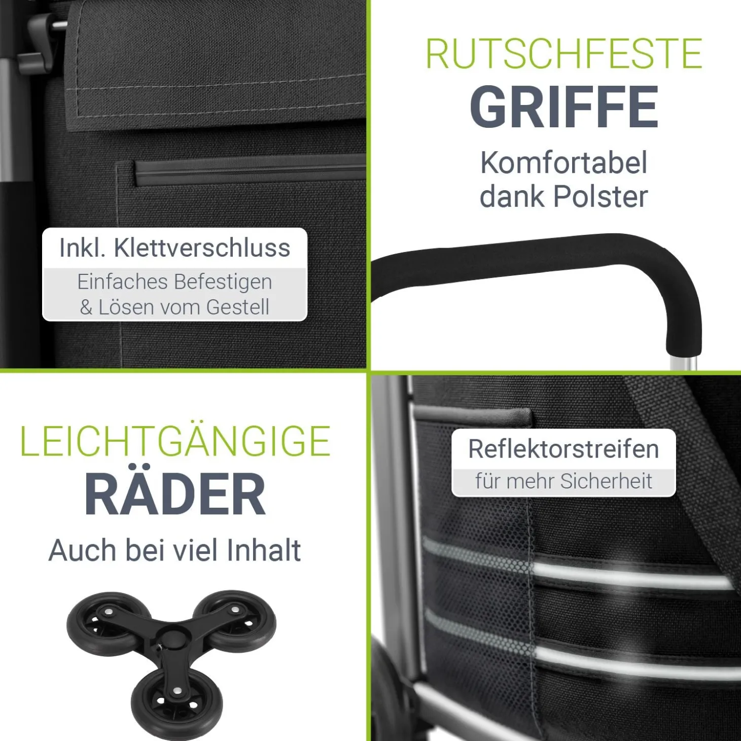 Einkaufstrolley Treppensteiger Einkaufstrolley klappbar 56 l mit abnehmbarer Tasche