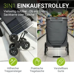 Einkaufstrolley Treppensteiger Einkaufstrolley klappbar 56 l mit abnehmbarer Tasche